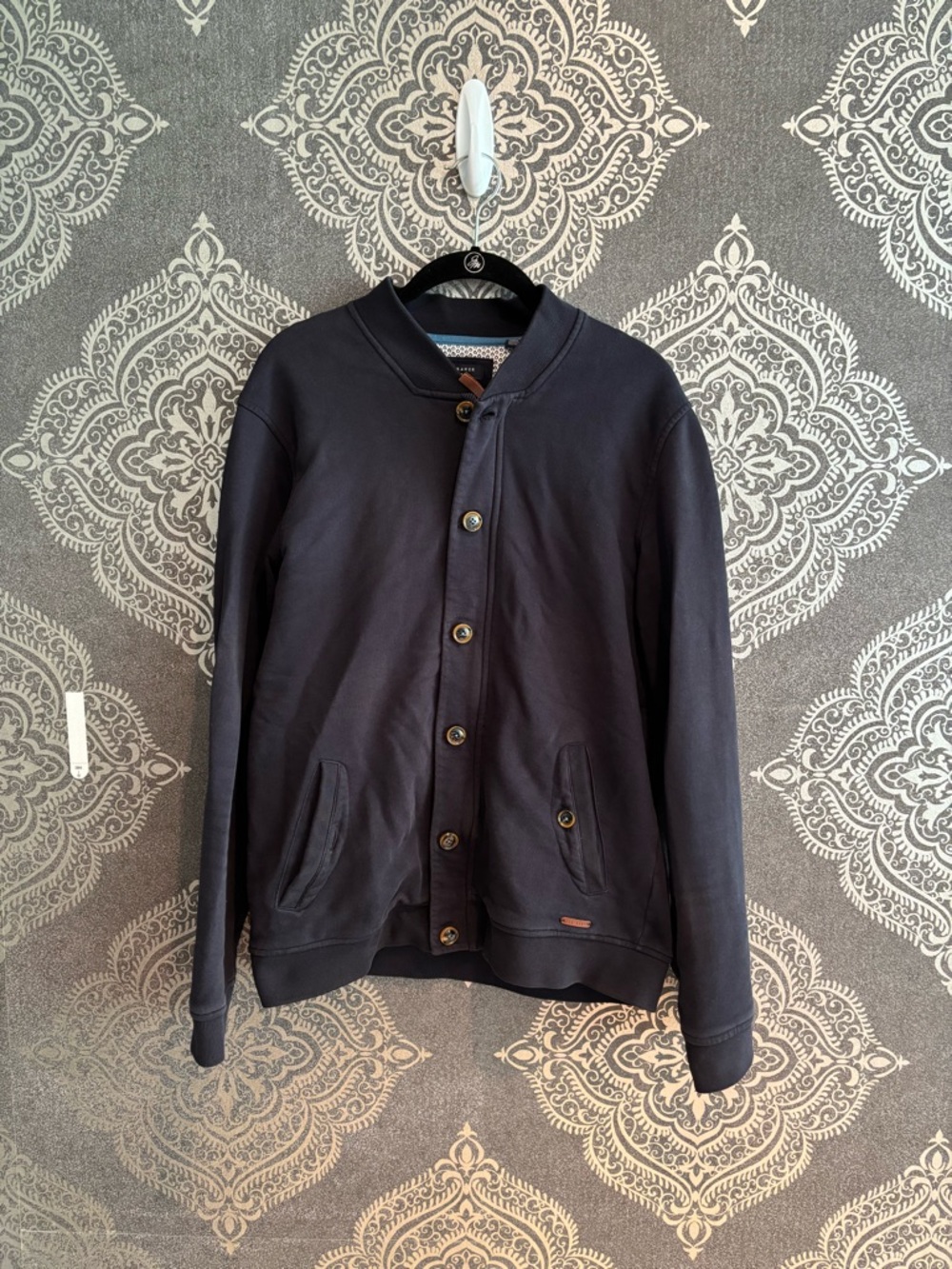 Ted Baker Navy Bomber-Style Button Jacket